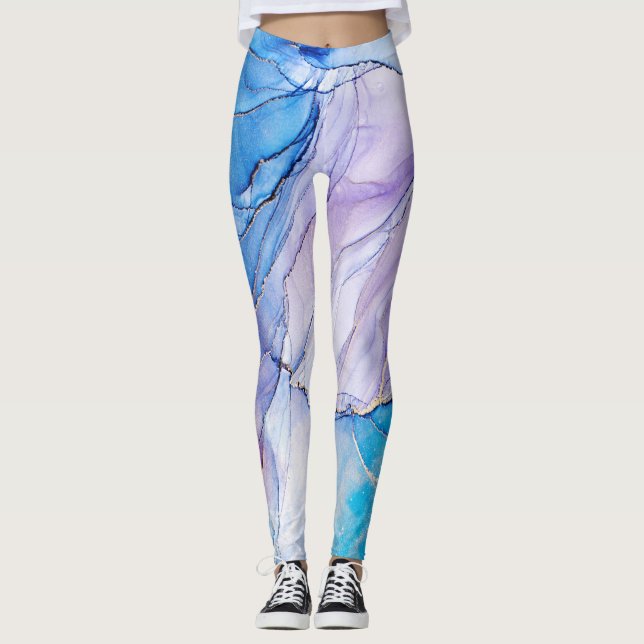 Blue and Purple Marbled  Leggings (Front)