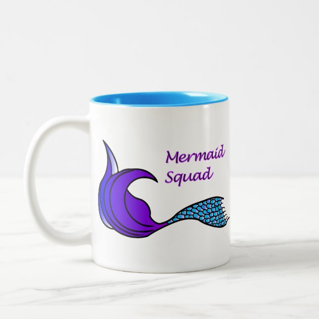 Blue and Purple Mermaid Squad coffee mug (Left)