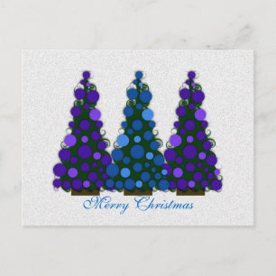 Blue and Purple Merry Christmas Tree Postcard
