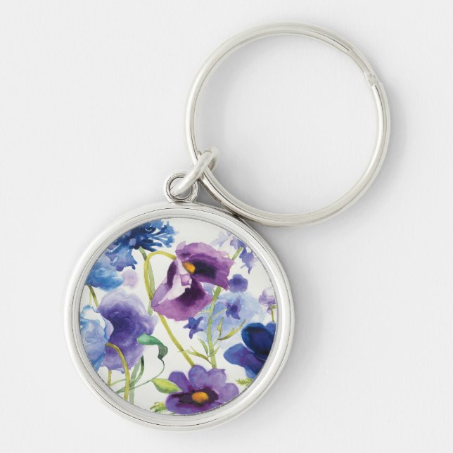 Blue and Purple Mixed Garden Key Ring (Front)