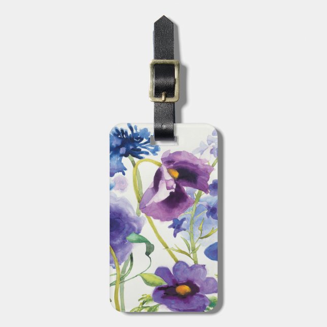 Blue and Purple Mixed Garden Luggage Tag (Front Vertical)