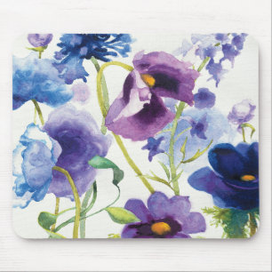 Blue and Purple Mixed Garden Mouse Mat