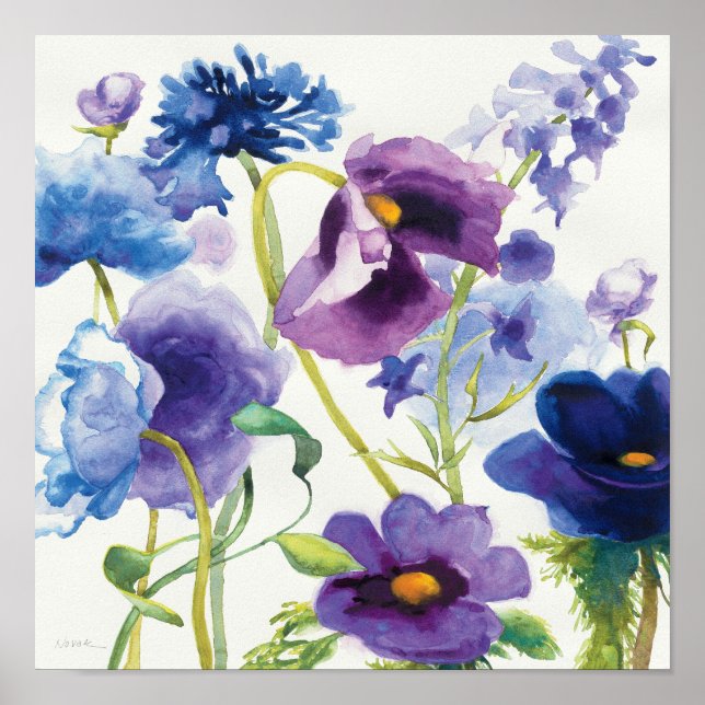 Blue and Purple Mixed Garden Poster (Front)