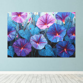 Blue and Purple Morning Glory Painting Abstract Canvas Print
