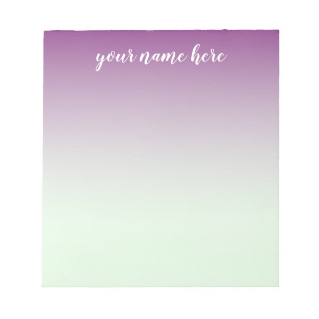 Blue and Purple Ombre Personalised Notepad (Front)