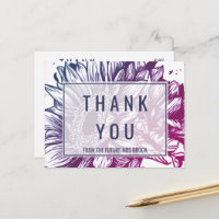 Blue and Purple Ombre Sunflowers Thank You