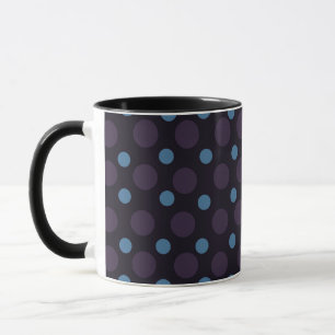 Blue and Purple on Black Polka Dots Mug