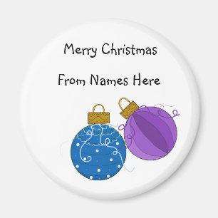 Blue and Purple Ornaments Gift Tag Magnet