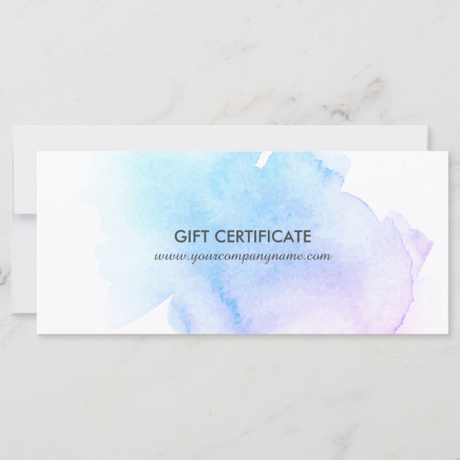 Blue and Purple Paint Splash Gift Certificate (Front)