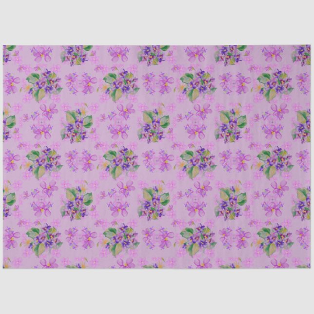 Blue and Purple Pansies Tissue Paper (Front)