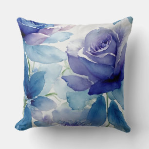Blue and Purple pastel Roses Cushion