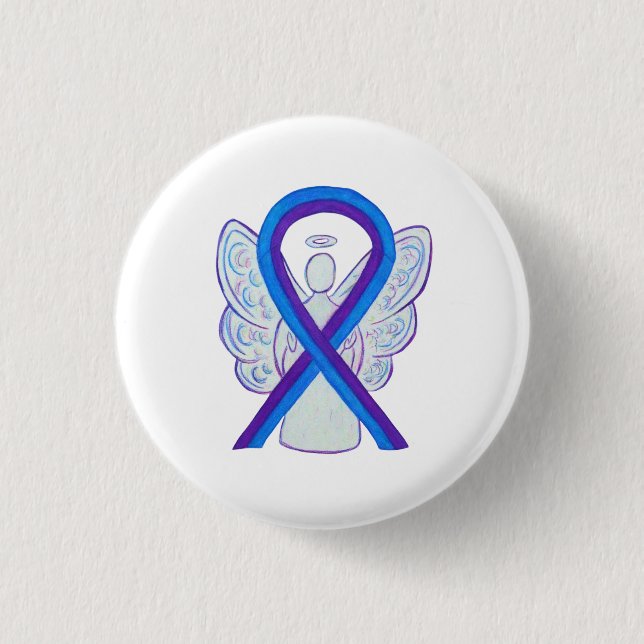 Blue and Purple Ribbon Awareness Angel Pins (Front)