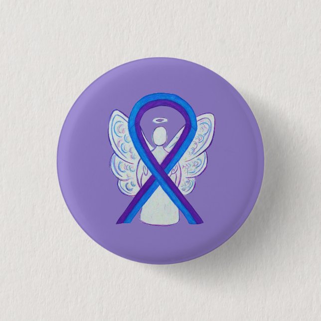 Blue and Purple Ribbon Awareness Angel Pins (Front)