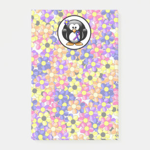 Blue and Purple Ribbon Penguin Post-it Notes