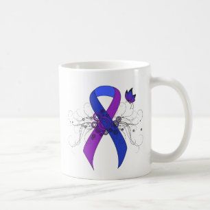 Blue and Purple Ribbon with Butterfly Coffee Mug