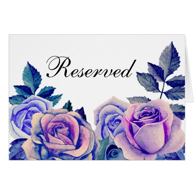 Blue and purple roses. Wedding reserved sign (Front Horizontal)