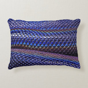 Blue and purple snakeskin decorative cushion