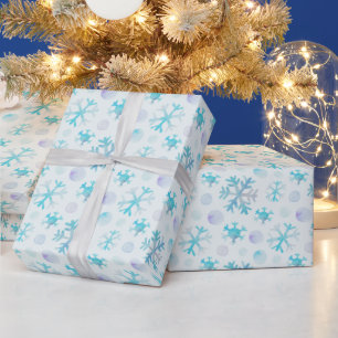 Blue and Purple Snowflakes Modern Blue Christmas Wrapping Paper