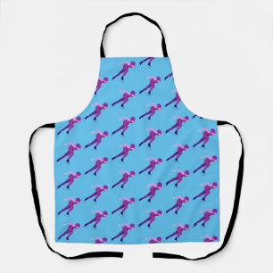 Blue and Purple Speed Skating Pattern Apron