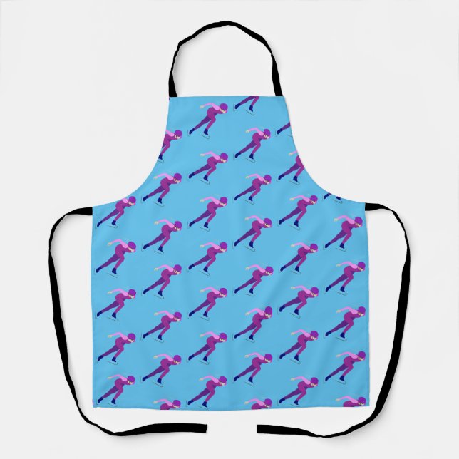 Blue and Purple Speed Skating Pattern Apron (Front)