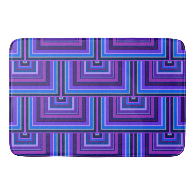 Blue and purple square scales bath mat (Front)