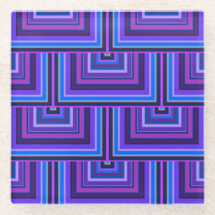 Blue and purple square scales glass coaster
