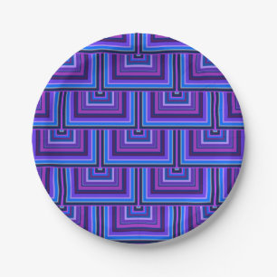Blue and purple square scales paper plate