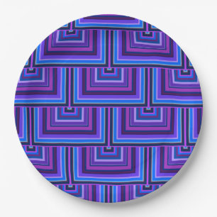 Blue and purple square scales paper plate