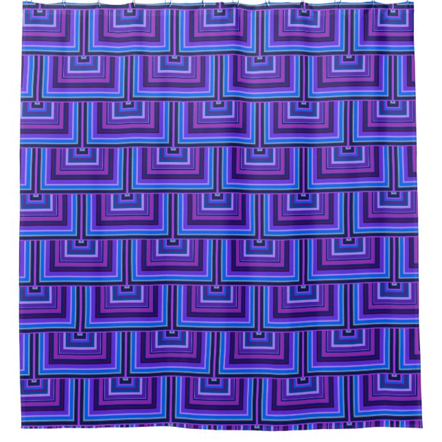 Blue and purple square scales shower curtain (Front)