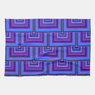Blue and purple square scales tea towel