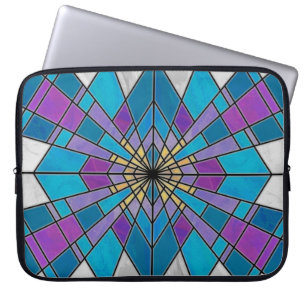 Blue and Purple Stain Glass Pattern Laptop Sleeve