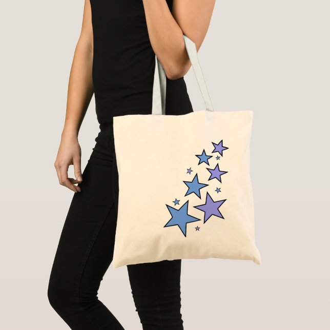 Blue and Purple Stars Tote Bag (Front (Product))