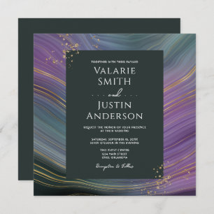 Blue and Purple Stone Agate Wedding Invitation