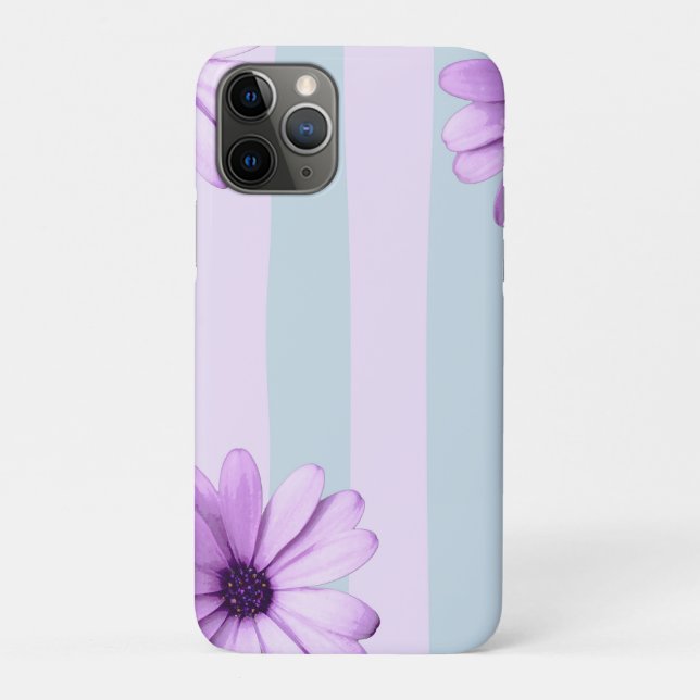 blue and purple striped daisy pattern Case-Mate iPhone case (Back)