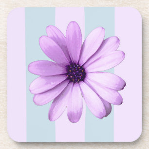 blue and purple striped daisy pattern coaster