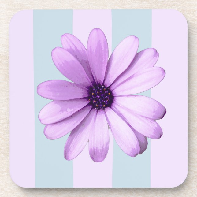 blue and purple striped daisy pattern coaster (Front)