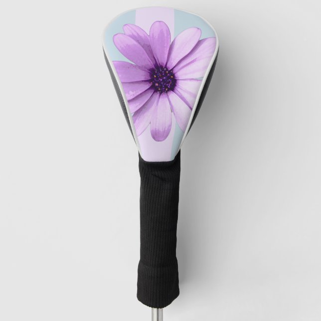 blue and purple striped daisy pattern golf head cover (Front)