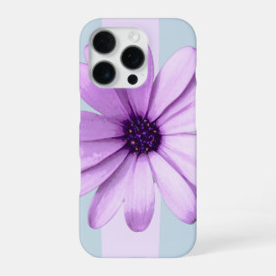 blue and purple striped daisy pattern iPhone 16 pro case