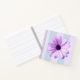 blue and purple striped daisy pattern notebook