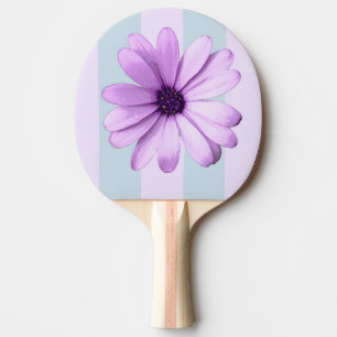 blue and purple striped daisy pattern ping pong paddle