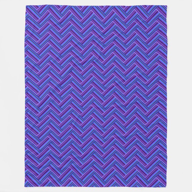 Blue and purple stripes double weave fleece blanket (Front)