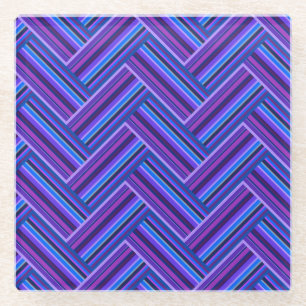 Blue and purple stripes double weave glass coaster