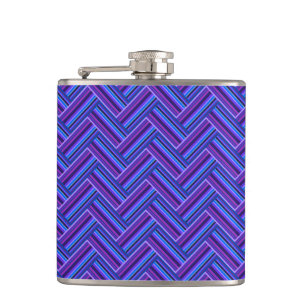 Blue and purple stripes double weave hip flask
