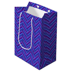 Blue and purple stripes double weave medium gift bag