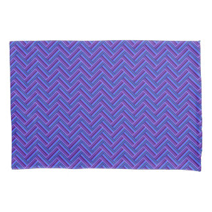 Blue and purple stripes double weave pillowcase