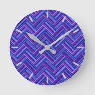 Blue and purple stripes double weave round clock