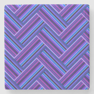 Blue and purple stripes double weave stone coaster