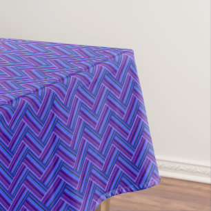 Blue and purple stripes double weave tablecloth