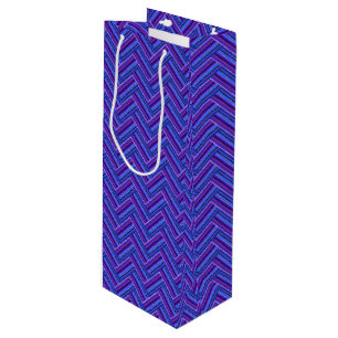 Blue and purple stripes double weave wine gift bag