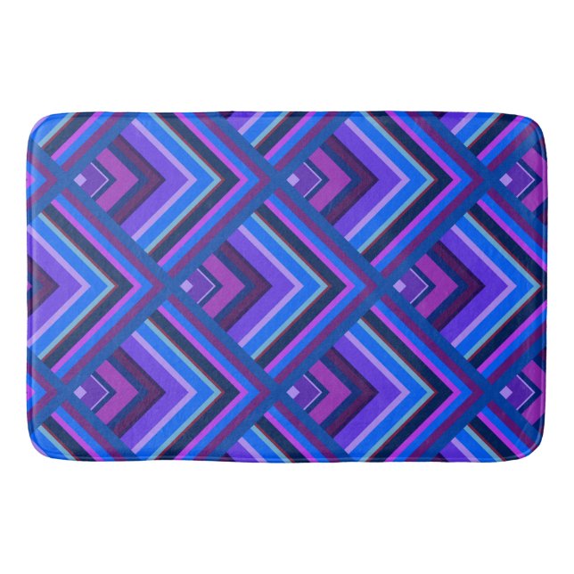 Blue and purple stripes scale pattern bath mat (Front)